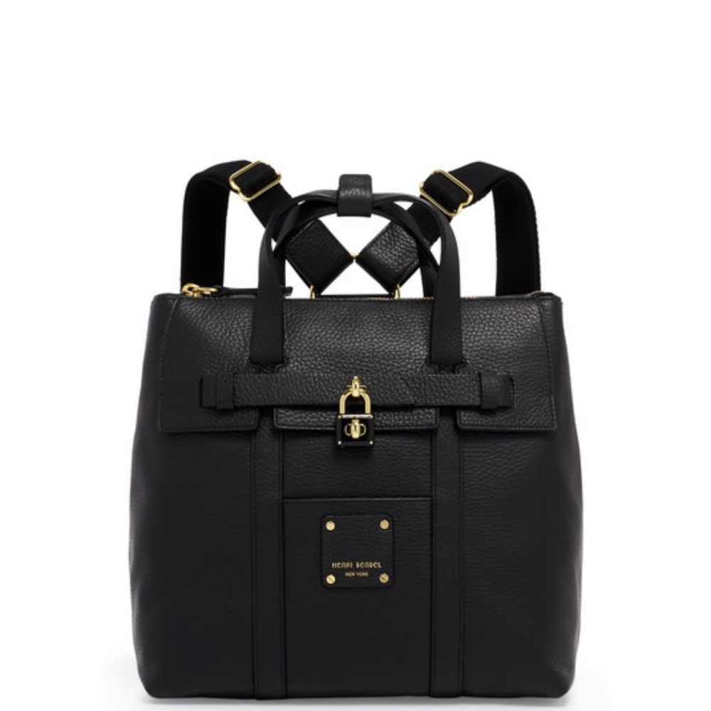 henri bendel jetsetter leather backpack NWT Black